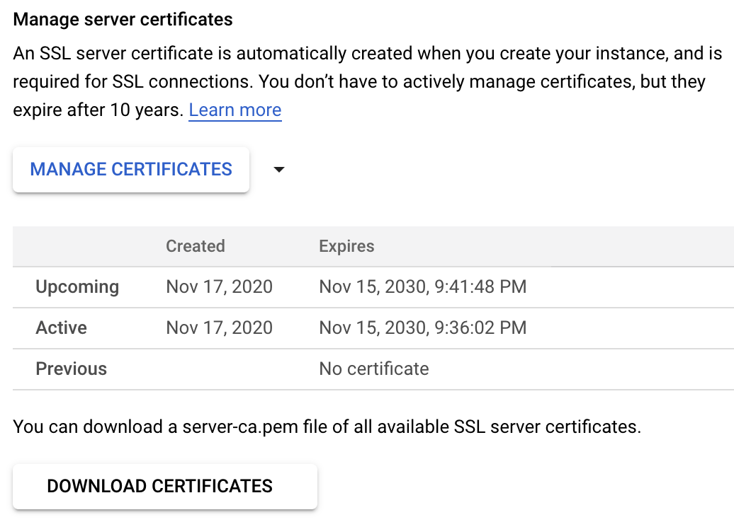 Instance Root Certificate