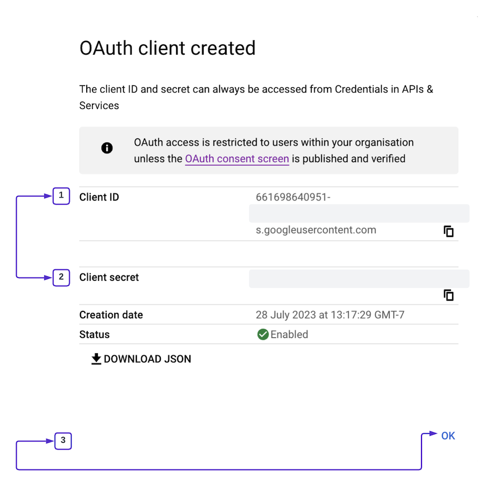 OAuth client data